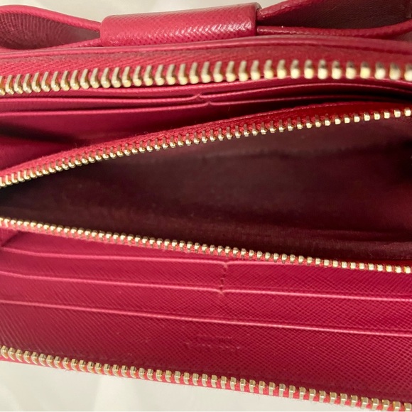 Prada Saffiano Leather Fiocco Bow Peonia Wallet - Picture 10 of 13